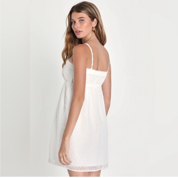 Lulu's Swiss Dot Babydoll Dress in White L - Picture 3 of 10